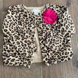 Baby Girl cheetah Sweater- worn maybe 3 times- 12-18 mo